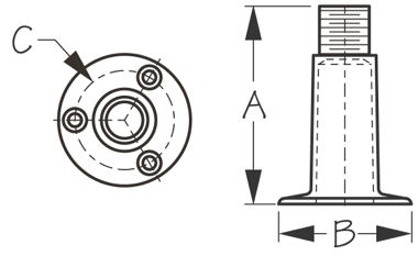 Stainless Fixed Antenna Mount, 4 in.